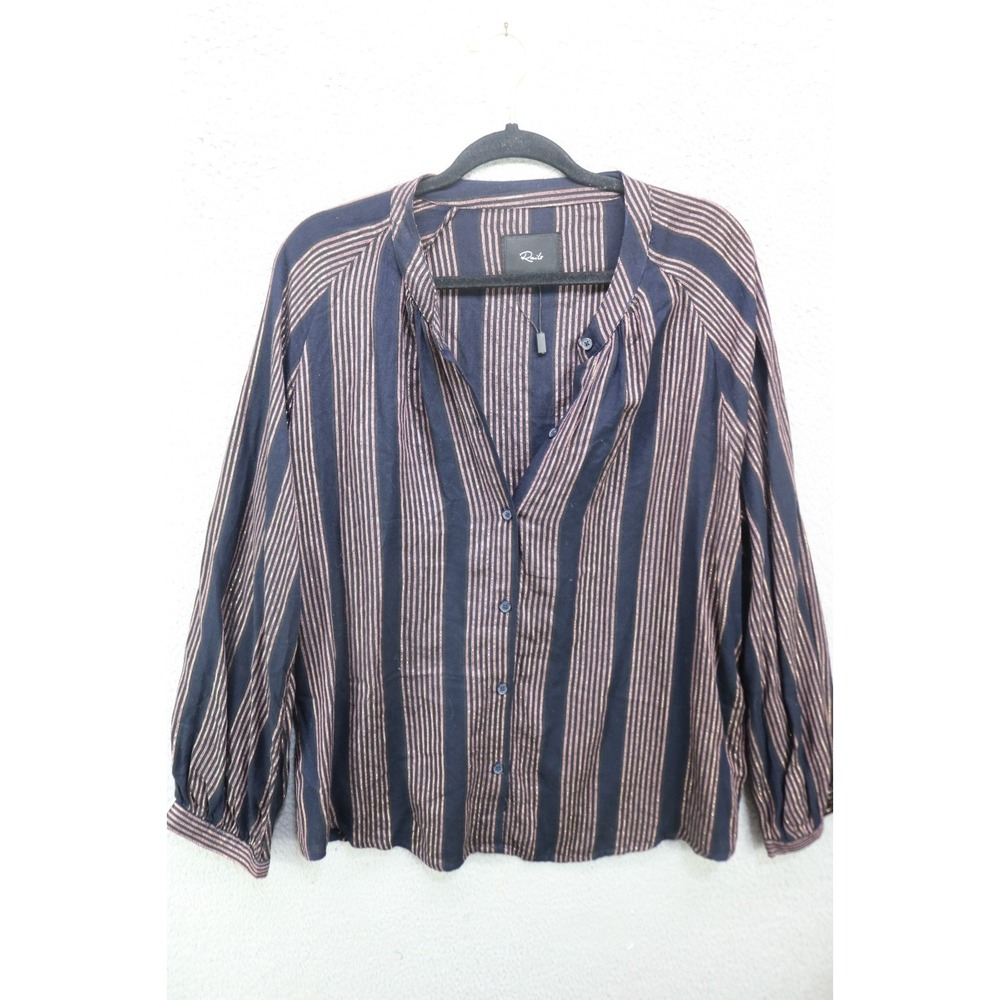 Rails Long Puff Sleeve Striped Button-Up Top-XL-Soft-Preppy-Goth-N w/o T
